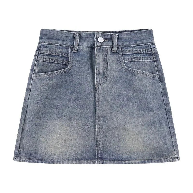 Summer New Womens Vintage Denim Skirts Korean Fashion High-Wais...