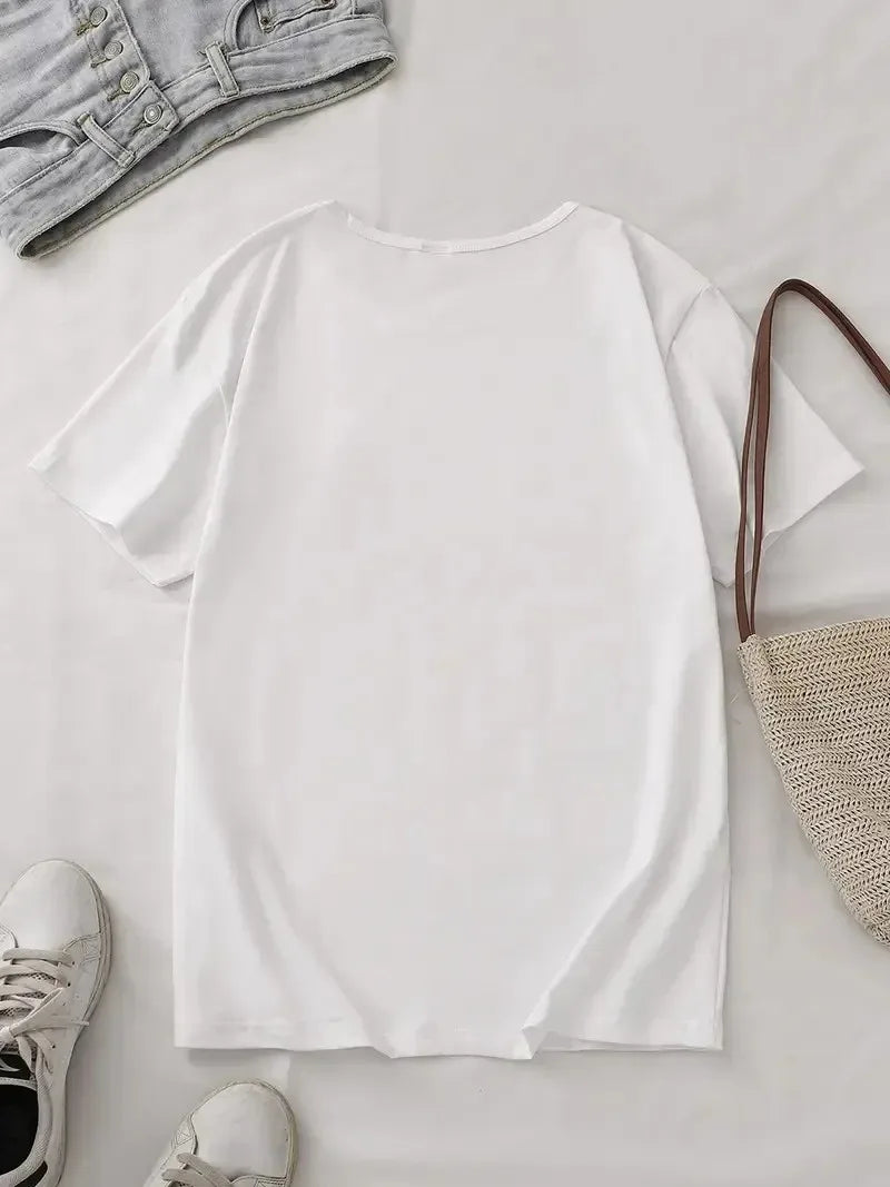Matcha Latte Retro Iced Coffee Graphic T-Shirt, Coffee Lover Aesthetic Print Loose Crew Neck Short Sleeve Casual Daily Top